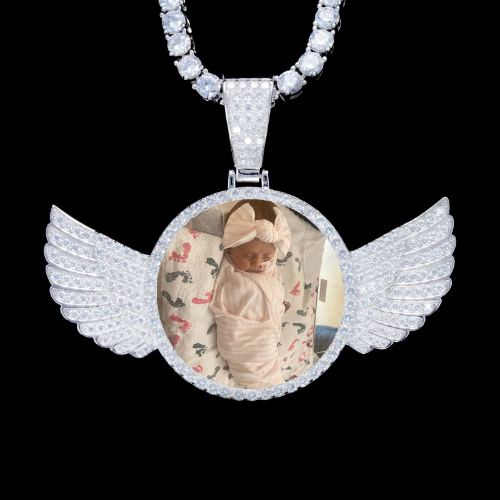 925S & VVS Moissanite 3D Wing Custom Picture Pendant