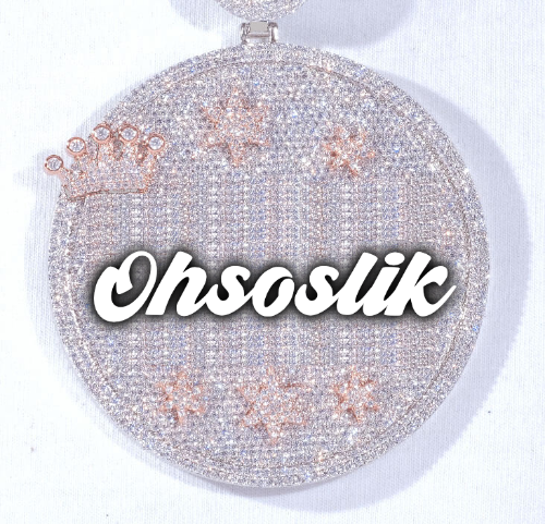 CUSTOM LETTER NECKLACE 3D BIG CROWN DISC