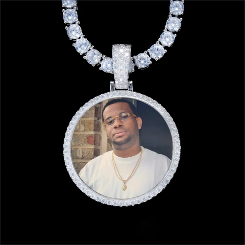 925S & VVS Moissanite 3D Circle Custom Picture Pendant