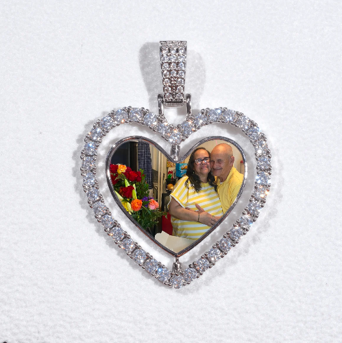 3D Spinning 2-Faced Heart Custom Picture Pendant