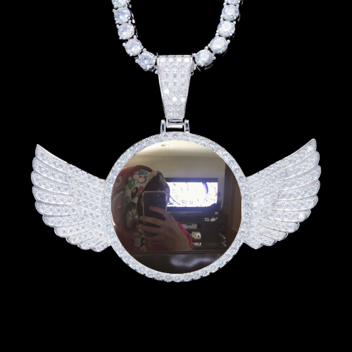 925S & VVS Moissanite 3D Wing Custom Picture Pendant