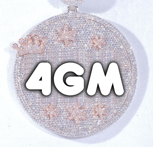 CUSTOM LETTER NECKLACE 3D BIG CROWN DISC