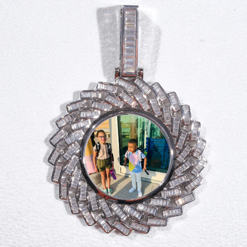 Large 3D Baguette Custom Picture Pendant