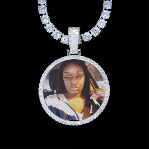 925S & VVS Moissanite 3D Circle Custom Picture Pendant