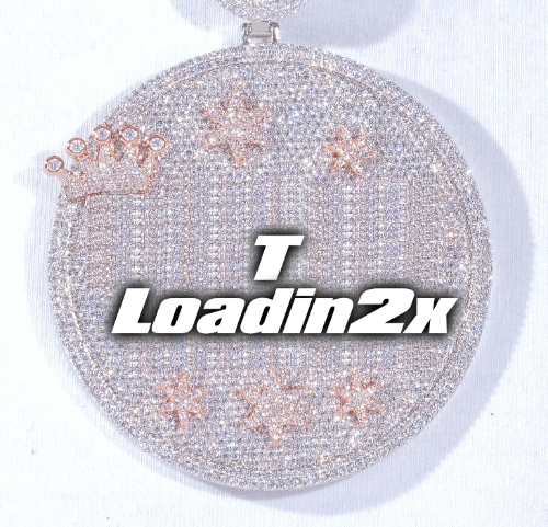 CUSTOM LETTER NECKLACE 3D BIG CROWN DISC