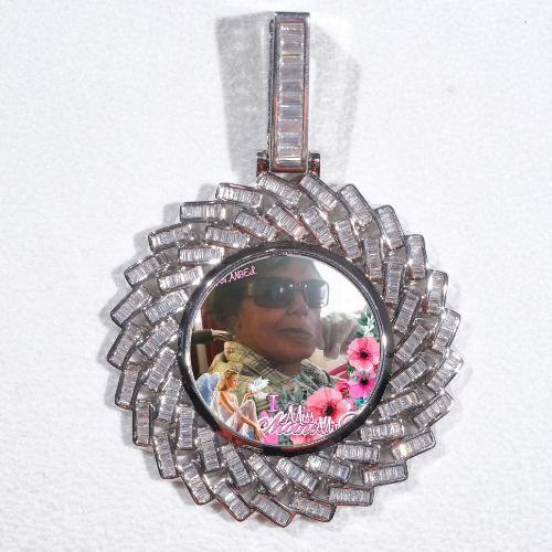 Large 3D Baguette Custom Picture Pendant
