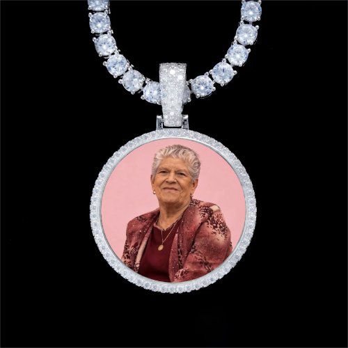 925S & VVS Moissanite 3D Circle Custom Picture Pendant