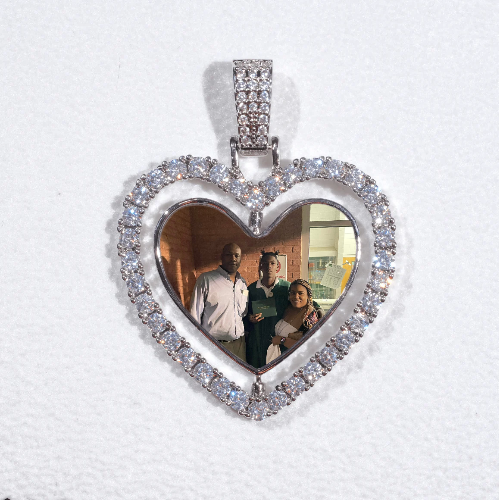 3D Spinning 2-Faced Heart Custom Picture Pendant