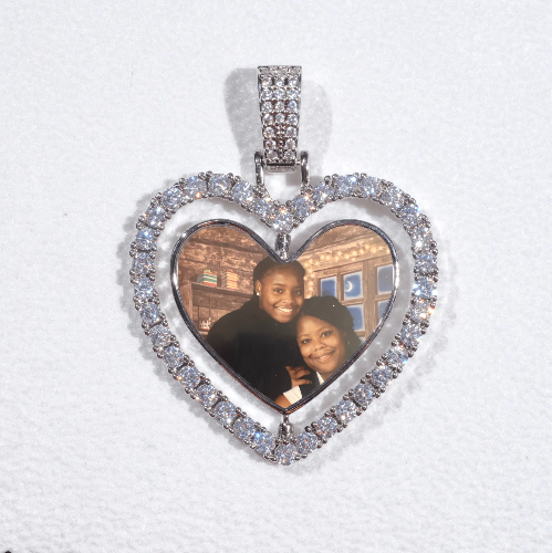 3D Spinning 2-Faced Heart Custom Picture Pendant