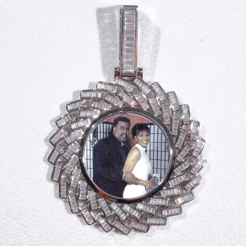 Large 3D Baguette Custom Picture Pendant