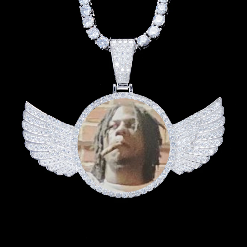 925S & VVS Moissanite 3D Wing Custom Picture Pendant
