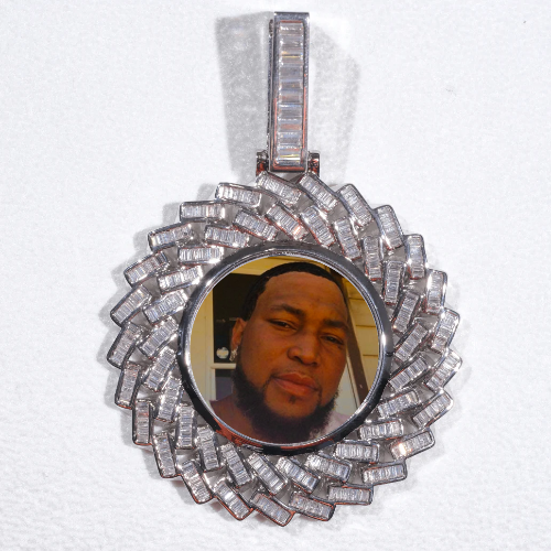 Large 3D Baguette Custom Picture Pendant