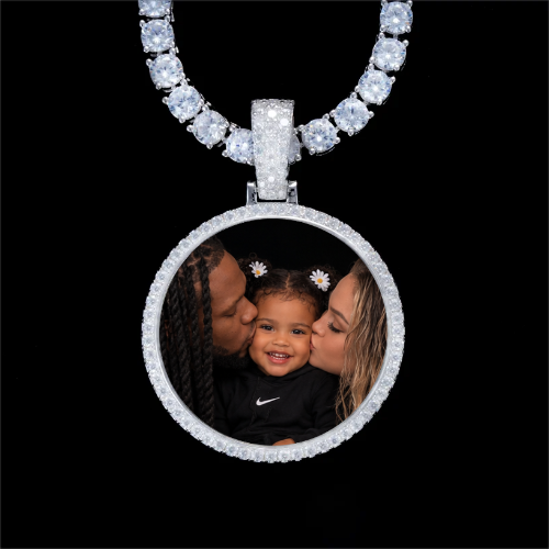 925S & VVS Moissanite 3D Circle Custom Picture Pendant