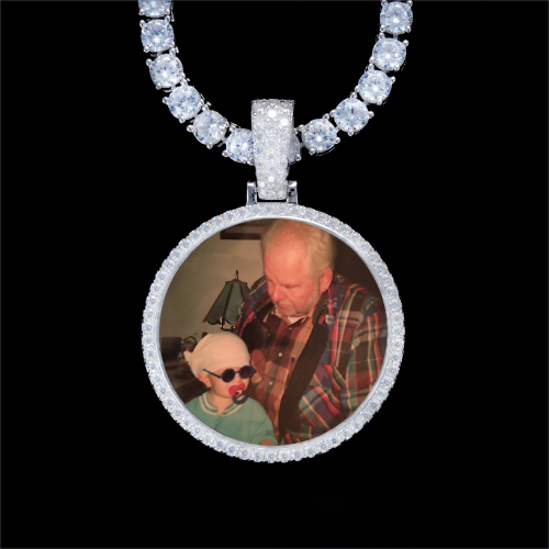 925S & VVS Moissanite 3D Circle Custom Picture Pendant