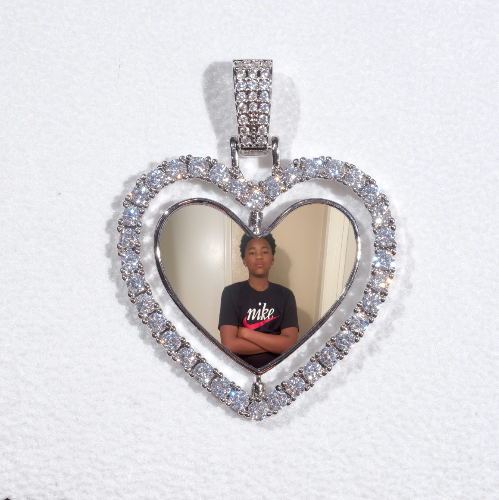 3D Spinning 2-Faced Heart Custom Picture Pendant