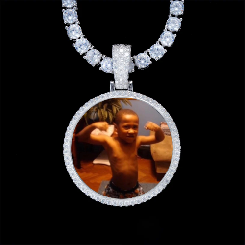 925S & VVS Moissanite 3D Circle Custom Picture Pendant