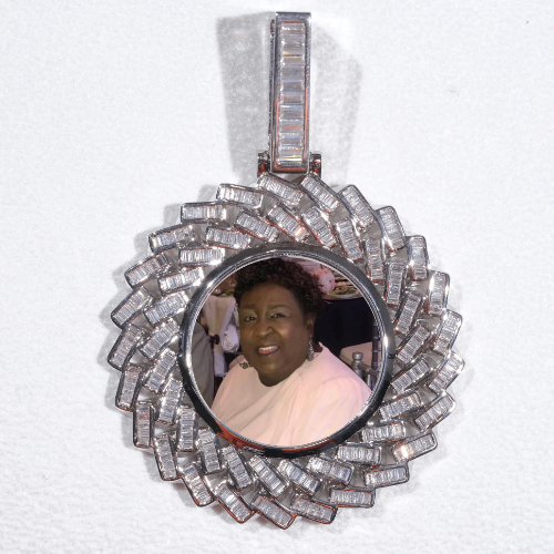 Large 3D Baguette Custom Picture Pendant