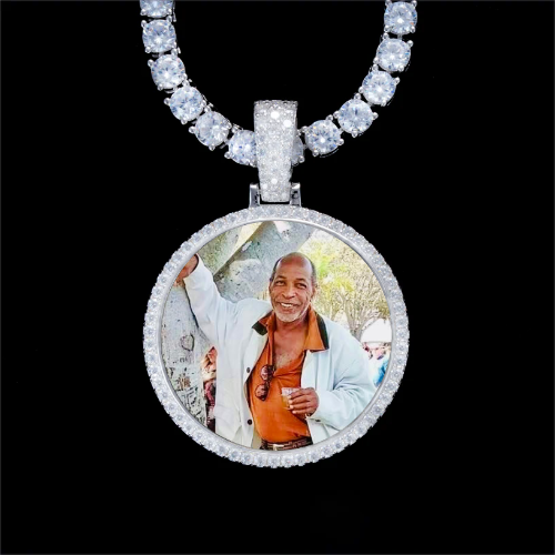 925S & VVS Moissanite 3D Circle Custom Picture Pendant