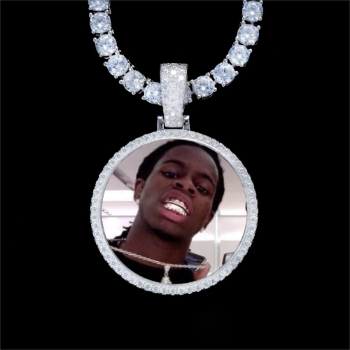 925S & VVS Moissanite 3D Circle Custom Picture Pendant