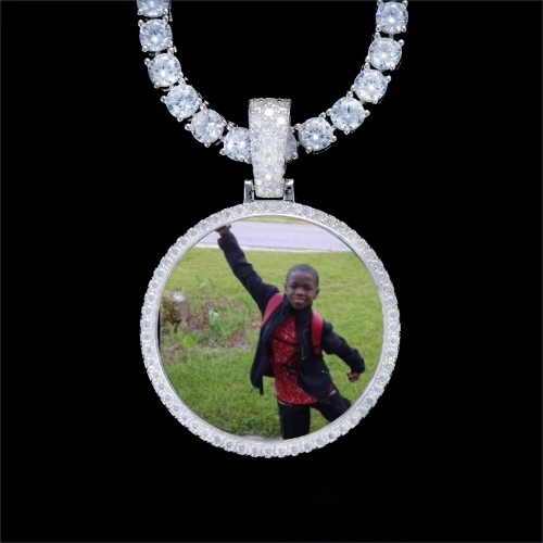 925S & VVS Moissanite 3D Circle Custom Picture Pendant
