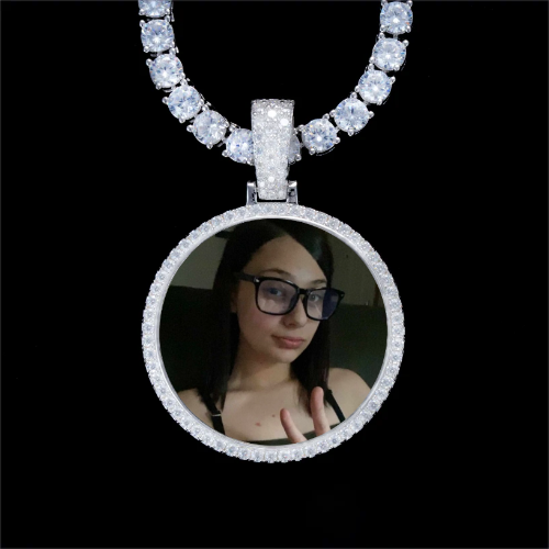 925S & VVS Moissanite 3D Circle Custom Picture Pendant