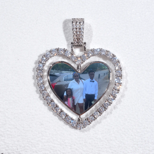 3D Spinning 2-Faced Heart Custom Picture Pendant