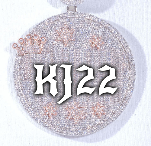 CUSTOM LETTER NECKLACE 3D BIG CROWN DISC