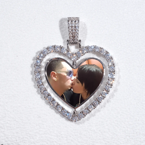 3D Spinning 2-Faced Heart Custom Picture Pendant