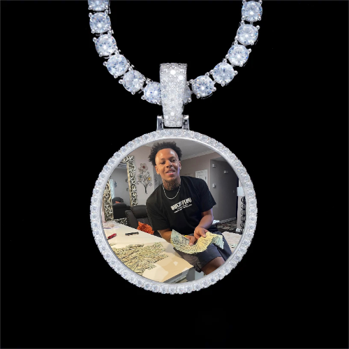 925S & VVS Moissanite 3D Circle Custom Picture Pendant