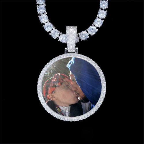 925S & VVS Moissanite 3D Circle Custom Picture Pendant