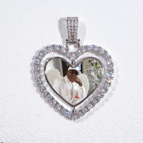 3D Spinning 2-Faced Heart Custom Picture Pendant