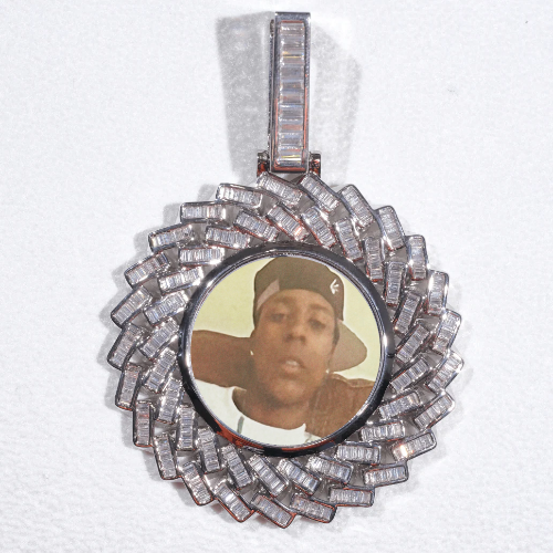 Large 3D Baguette Custom Picture Pendant