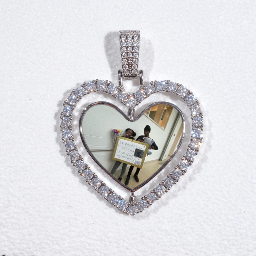 3D Spinning 2-Faced Heart Custom Picture Pendant