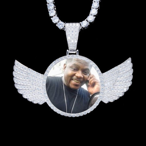 925S & VVS Moissanite 3D Wing Custom Picture Pendant