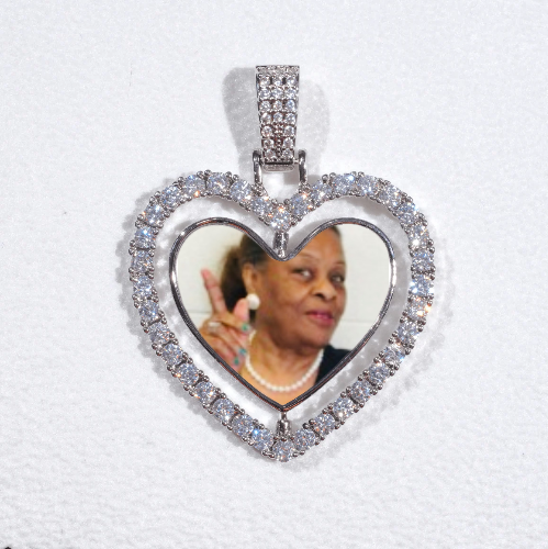 3D Spinning 2-Faced Heart Custom Picture Pendant