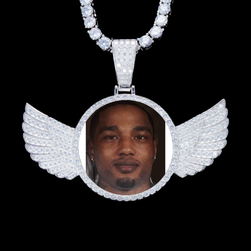 925S & VVS Moissanite 3D Wing Custom Picture Pendant