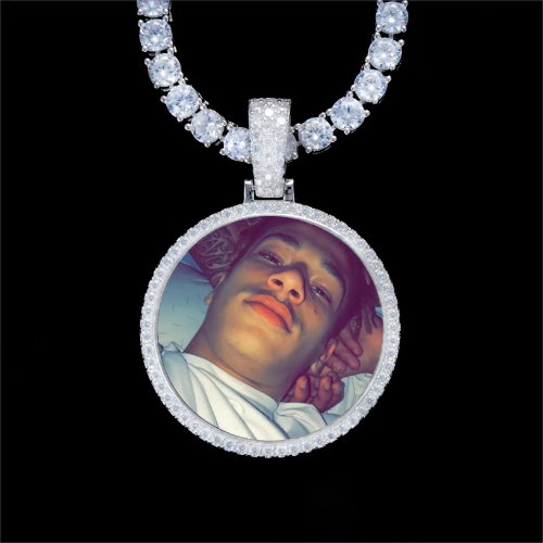 925S & VVS Moissanite 3D Circle Custom Picture Pendant