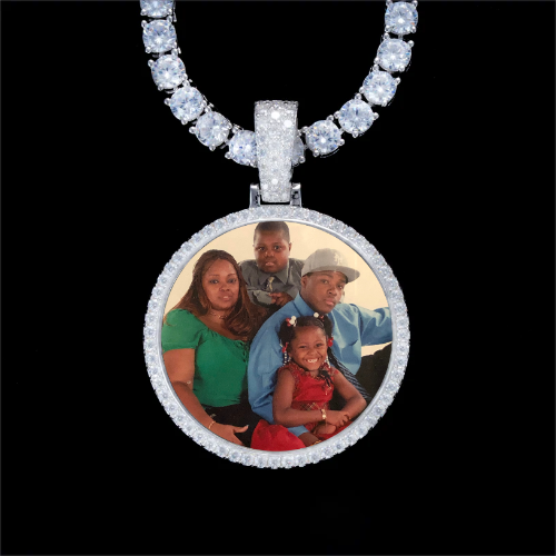 925S & VVS Moissanite 3D Circle Custom Picture Pendant