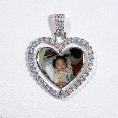 3D Spinning 2-Faced Heart Custom Picture Pendant