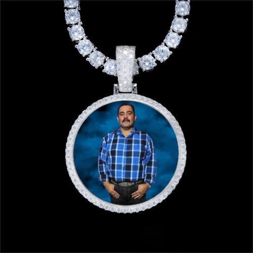 925S & VVS Moissanite 3D Circle Custom Picture Pendant