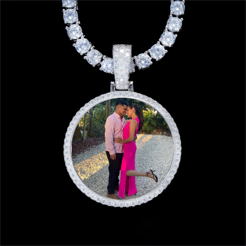 925S & VVS Moissanite 3D Circle Custom Picture Pendant