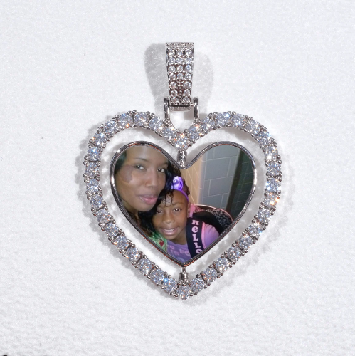 3D Spinning 2-Faced Heart Custom Picture Pendant