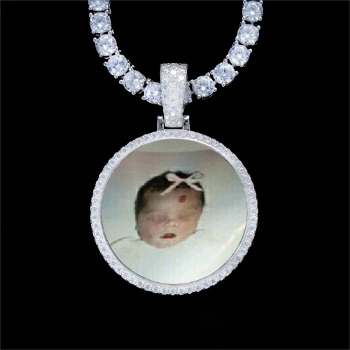 925S & VVS Moissanite 3D Circle Custom Picture Pendant