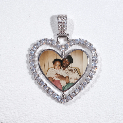 3D Spinning 2-Faced Heart Custom Picture Pendant