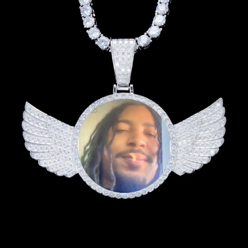 925S & VVS Moissanite 3D Wing Custom Picture Pendant