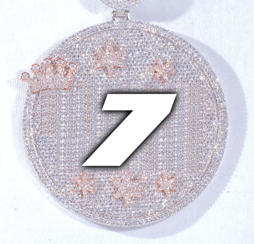 CUSTOM LETTER NECKLACE 3D BIG CROWN DISC