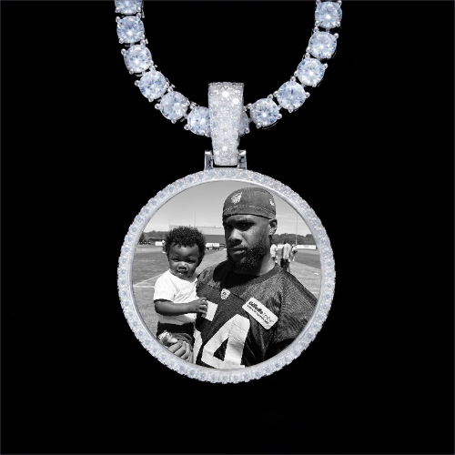 925S & VVS Moissanite 3D Circle Custom Picture Pendant