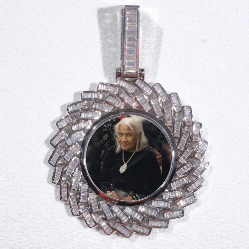 Large 3D Baguette Custom Picture Pendant