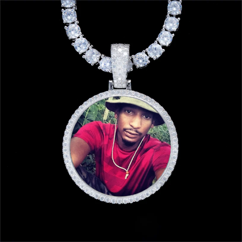 925S & VVS Moissanite 3D Circle Custom Picture Pendant
