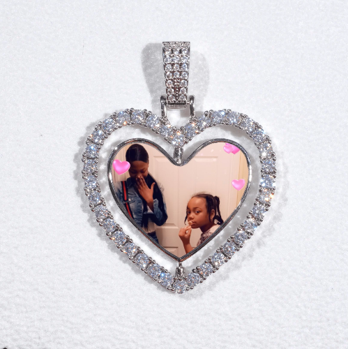 3D Spinning 2-Faced Heart Custom Picture Pendant